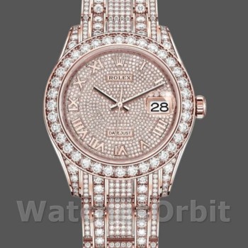 Replica Rolex Pearlmaster 86405RBR Everose Gold Paved Diamond Zifferblatt 39mm Herren Replica Uhr