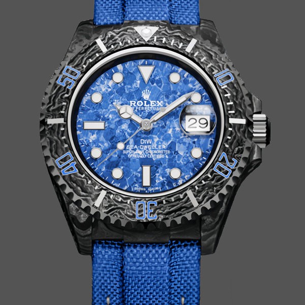 Replica Rolex Sea Dweller Customized DiW Carbon Fiber Ocean Blue Dial Ideal für Herren