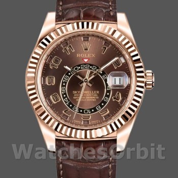 Replica Rolex Sky-Dweller 326135 Chocolate Arabic Sunray Brown Dial 42MM Herren Replica Uhr