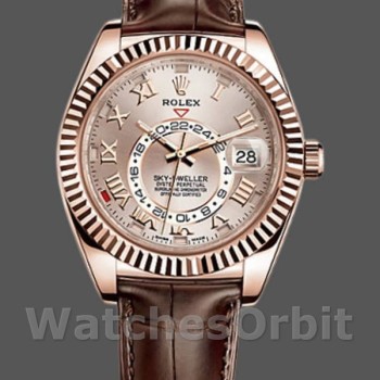 Replica Rolex Sky-Dweller 326135 Sundust Dial Rose Gold 42MM Herren Replica Uhr