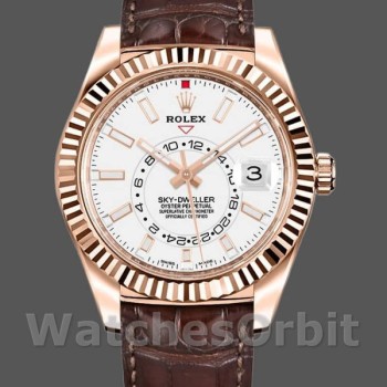 Replica Rolex Sky-Dweller 326135 White Dial Rose Gold 42MM Herren Replica Uhr
