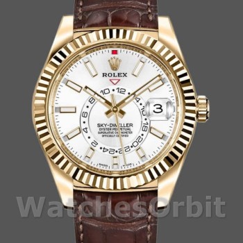 Replica Rolex Sky-Dweller 326138 White Dial Yellow Gold 42MM Herren Replica Uhr