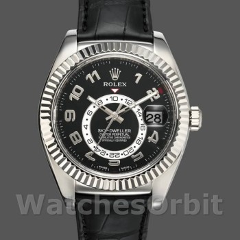 Replica Rolex Sky-Dweller 326139 Black Dial Leather Strap 42MM Herren Replica Uhr