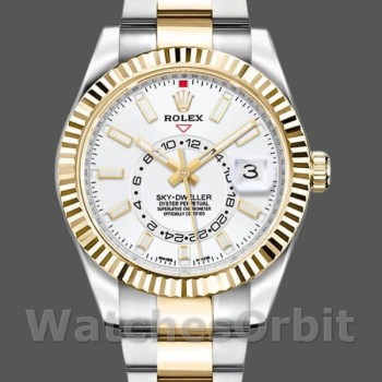 Replica Rolex Sky-Dweller 326933 Edelstahl Weißes Zifferblatt 42MM Herren Replica Uhr