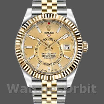 Replica Rolex Sky-Dweller 326933 Edelstahl Gelbgold Champagner Zifferblatt 42MM Herren Replica Uhr