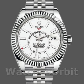 Replica Rolex Sky-Dweller 326934 Fluted Bezel White Dial 42MM Replica Uhr