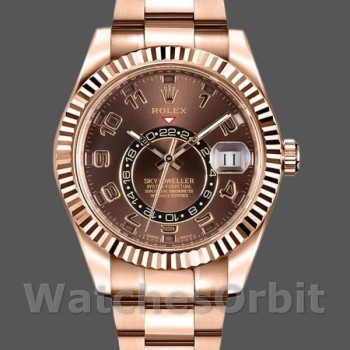 Replica Rolex Sky-Dweller 326935 Everose Gold Chocolate Arabic Dial 42mm Herren Replica Uhr