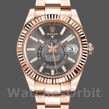 Replica Rolex Sky-Dweller 326935 Everose Gold Dark Rhodium Stick Dial 42mm Herren Replica Uhr