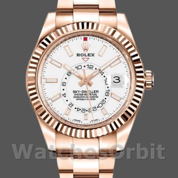 Replica Rolex Sky-Dweller 326935 Rose Gold White Dial 42mm Herren Replica Uhr