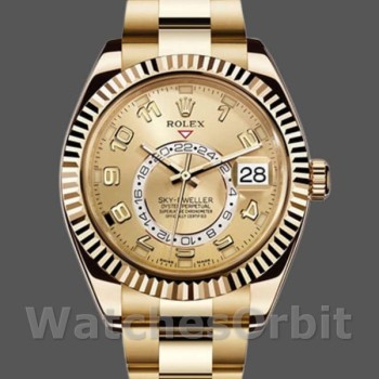 Replica Rolex Sky-Dweller 326938 Gelbgold Champagner Arabisch Zifferblatt 42mm Herren Replica Uhr