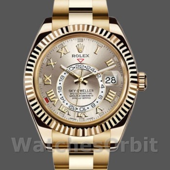 Replica Rolex Sky-Dweller 326938 Gelbgold Silber Zifferblatt 42mm Herren Replica Uhr