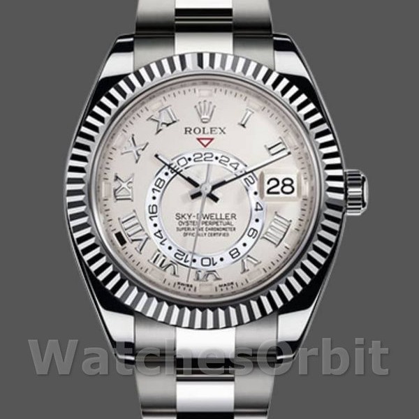Replica Rolex Sky-Dweller 326939 Fluted Bezel Ivory Dial 42MM Herren Replica Uhr, Replica Uhren, Sportliches Design