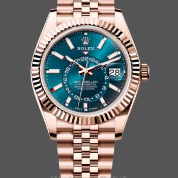 Replica Rolex Sky Dweller 42 Everose Gold Blue Green Dial m336935 0005 Herrenuhr