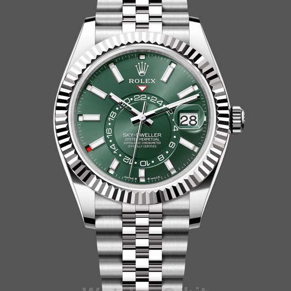 Replica Rolex Sky Dweller 42 White Gold Fluted Bezel 336934 0002 Herrenuhr Schweizer Handwerkskunst