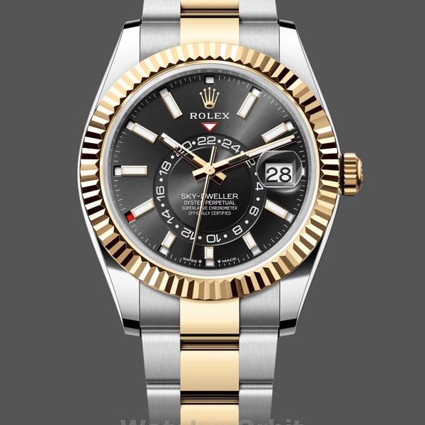 Replica Rolex Sky Dweller 42 Gelb Rolesor Schwarz Zifferblatt Oyster M336933 0003 Herrenuhr Schweizer Handwerkskunst