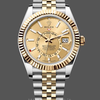 Replica Rolex Sky Dweller 42mm Champagne Dial Stick Markers Jubilee M336933 0002 Herrenuhr