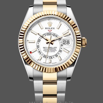 Replica Rolex Sky Dweller 42mm White Dial Stick Markers m336933 0005 Herrenuhr