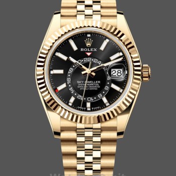 Replica Rolex Sky Dweller 42mm 18 kt Yellow Gold Black Dial m336938 0005