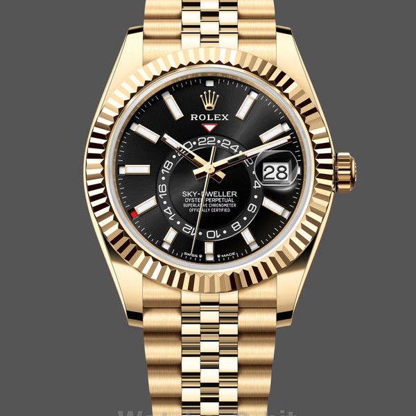 Replica Rolex Sky Dweller 42mm 18 kt Yellow Gold Black Dial m336938 0005 Luxuriöse Optik
