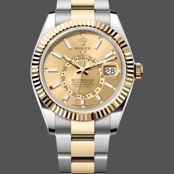Replica Rolex Sky Dweller Champagne Dial Gelbgold 336933 0001 42mm