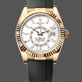 Replica Rolex Sky Dweller m336238 0003 Gelbgold Weißes Zifferblatt 42mm Herren Replica Uhr