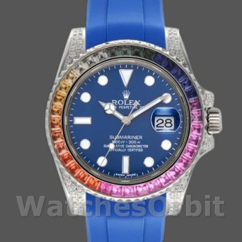 Replica Rolex Submariner 116610 Blue Dial Blue Rubber strap 40mm Herren Replica Uhr
