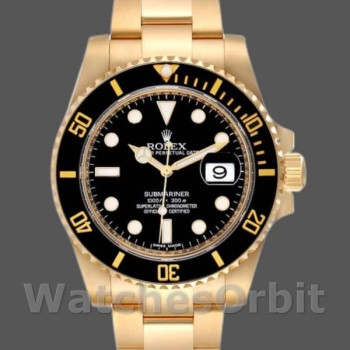 Replica Rolex Submariner 116618 Gelbgold Schwarzes Zifferblatt 40mm Herren Replica Uhr