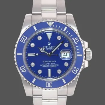 Replica Rolex Submariner 16610 Stainless Steel Blue Bezel Diamond Dial 40mm Herren Replica Uhr