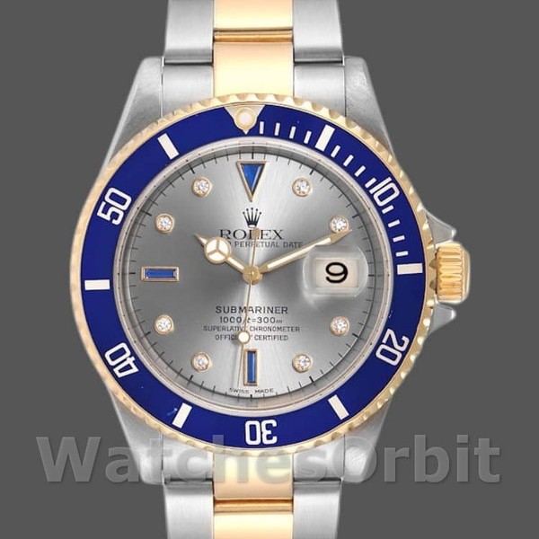 Replica Rolex Submariner 16613 Steel Gold Diamond Sapphire Serti Dial 40mm Herren Replica Uhr, Replika Uhren, Kompromisslose Präzision