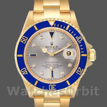 Replica Rolex Submariner 16618 Serti Dial Blue Bezel 40mm Herren Replica Uhr