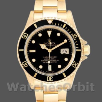 Replica Rolex Submariner 16618 Gelbgold Schwarzes Zifferblatt 40mm Herren Replica Uhr