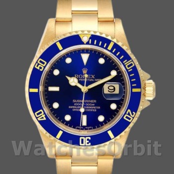 Replica Rolex Submariner 16618 Gelbgold Blaues Zifferblatt 40mm Herren Replica Uhr