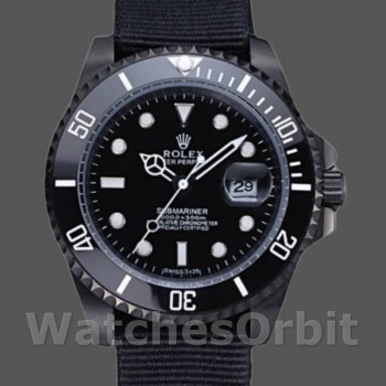 Replica Rolex Submariner 622006 Black Nylon Strap Black Dial 40mm Herren Replica Uhr