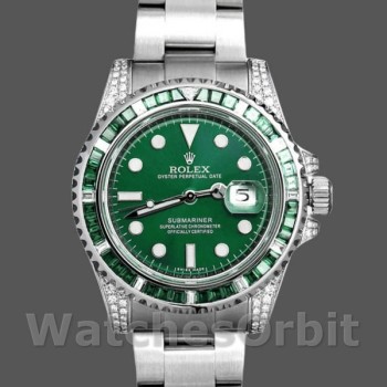 Replica Rolex Submariner Date 116610LN Custom Diamond Stainless Steel Green Dial 40MM Herren Replica Uhr