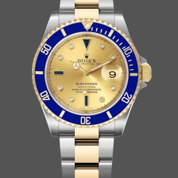 Replica Rolex Submariner Date 16613 Champagne Serti Dial 40mm Herren Replica Uhr