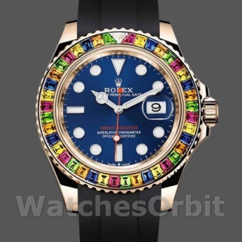Replica Rolex Yacht-Master 116695 Black Rubber Strap Blue Dial 40MM Herren Replica Uhr