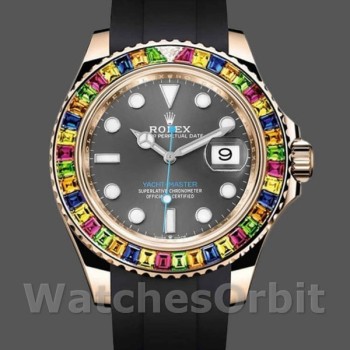 Replica Rolex Yacht-Master 116695 Black Rubber Strap Grey Dial 40MM Herren Replica Uhr