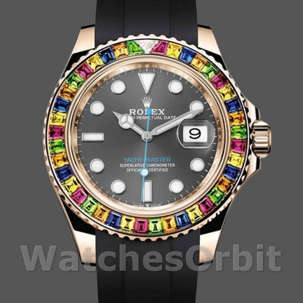 Replica Rolex Yacht-Master 116695 Black Rubber Strap Grey Dial 40MM Herren Replica Uhr Schweizer Handwerkskunst