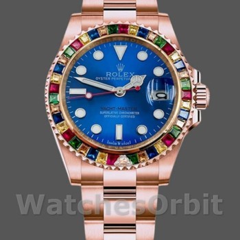 Replica Rolex Yacht-Master 116695 Everose Gold Blue Dial 40MM Herren Replica Uhr