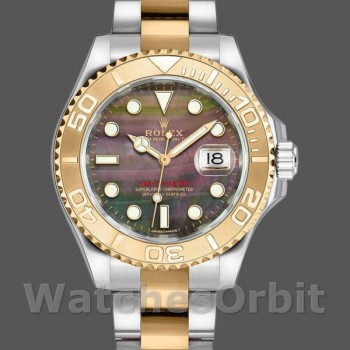 Replica Rolex Yacht-Master 168623 Steel Yellow Gold Black MOP Dial 35MM Unisex Replica Uhr