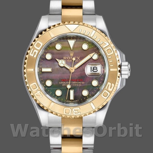 Replica Rolex Yacht-Master 168623 Steel Yellow Gold Black MOP Dial 35MM Unisex Replica Uhr Hochwertige Unisex Replica Uhr online kaufen