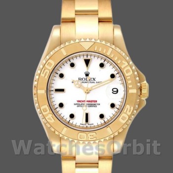 Replica Rolex Yacht-Master 168628 White Dial Yellow Gold 35MM Unisex Replica Uhr