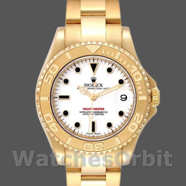 Replica Rolex Yacht-Master 168628 White Dial Yellow Gold 35MM Unisex Replica Uhr Hochwertige Unisex Replica Uhr online kaufen
