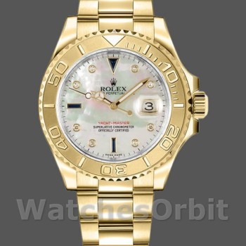 Replica Rolex Yacht-Master 168628 White MOP Dial Yellow Gold 35MM Unisex Replica Uhr
