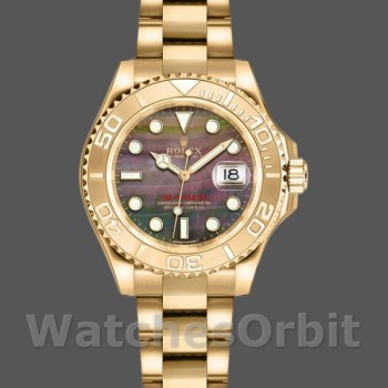 Replica Rolex Yacht-Master 169628 Gelbgold Schwarz MOP Zifferblatt 29MM Lady Replica Uhr