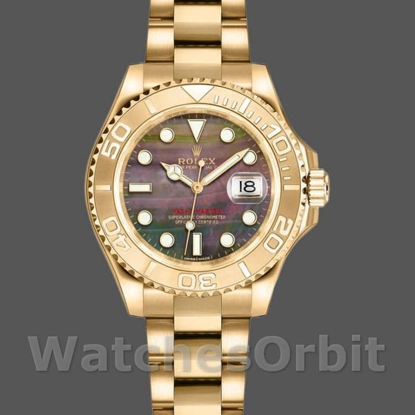 Replica Rolex Yacht-Master 169628 Gelbgold Schwarz MOP Zifferblatt 29MM Lady Replica Uhr Hochwertige Damen Replica Uhr online kaufen