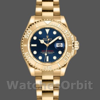 Replica Rolex Yacht-Master 169628 Gelbgold Blaues Zifferblatt 29MM Lady Replica Uhr